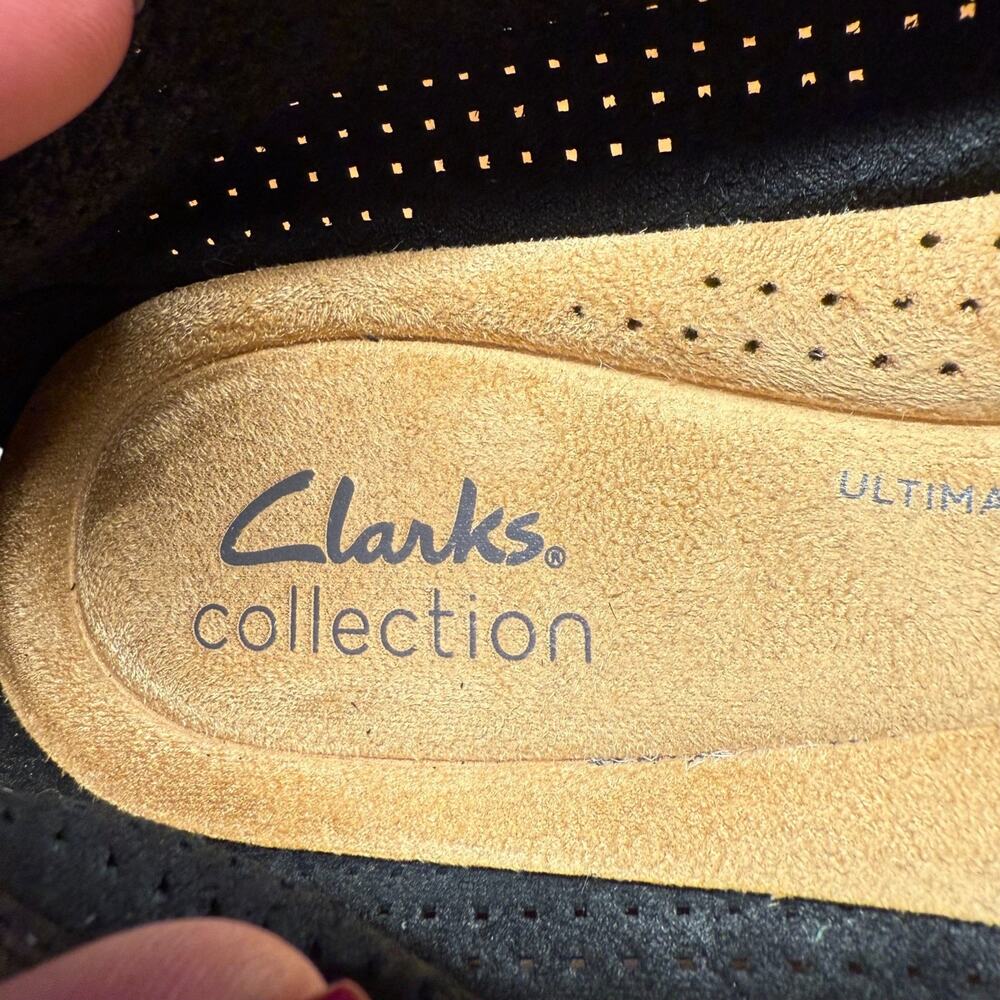 CLARKS Jenette Ease Perforated Women's 7.5 Black Leather Super Flex Ballet Flats - Picture 10 of 12
